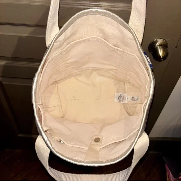 Lands' End Small Coated Metallic 5-Pocket Zip-Top Canvas Tote Bag - Picture 12 of 12